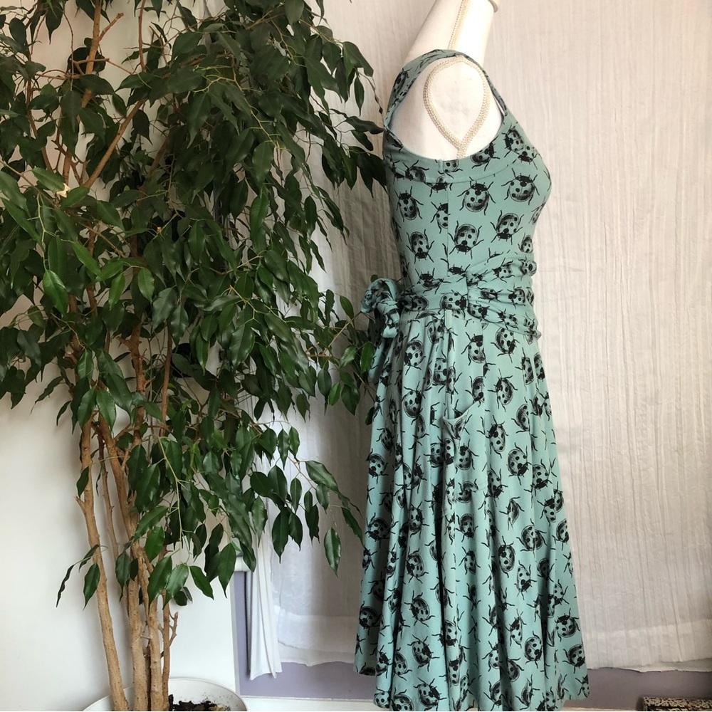 EFFIES HEART woman SZ M dress ladybug print fit & flair 50s look sweetheart neck - Picture 10 of 16